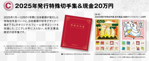 2025年発行特殊切手集と現金20万円