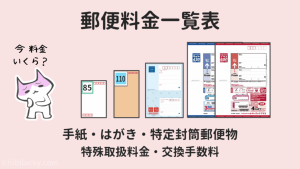 郵便料金一覧表
