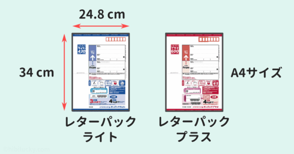 レターパックライトとレターパックプラスのサイズ